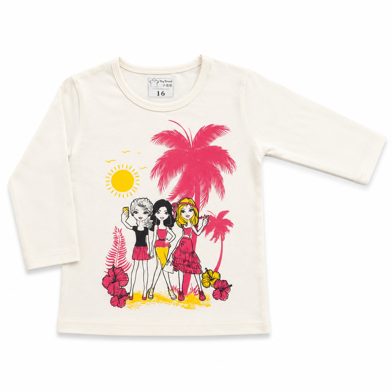 Tropical Girls Printed Long-Sleeve Shirt.