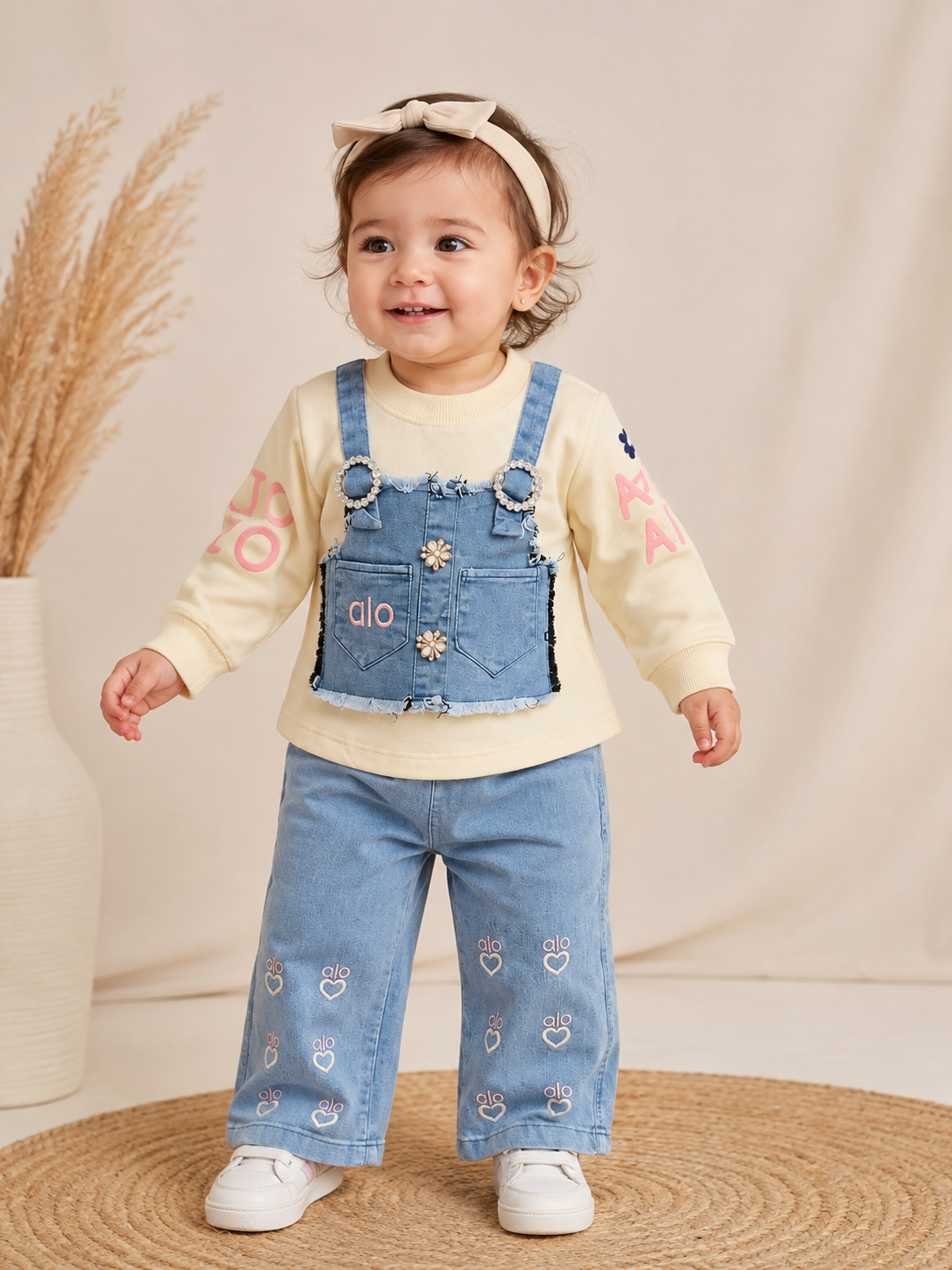 Baby Girls Denim Style 2-Piece Set