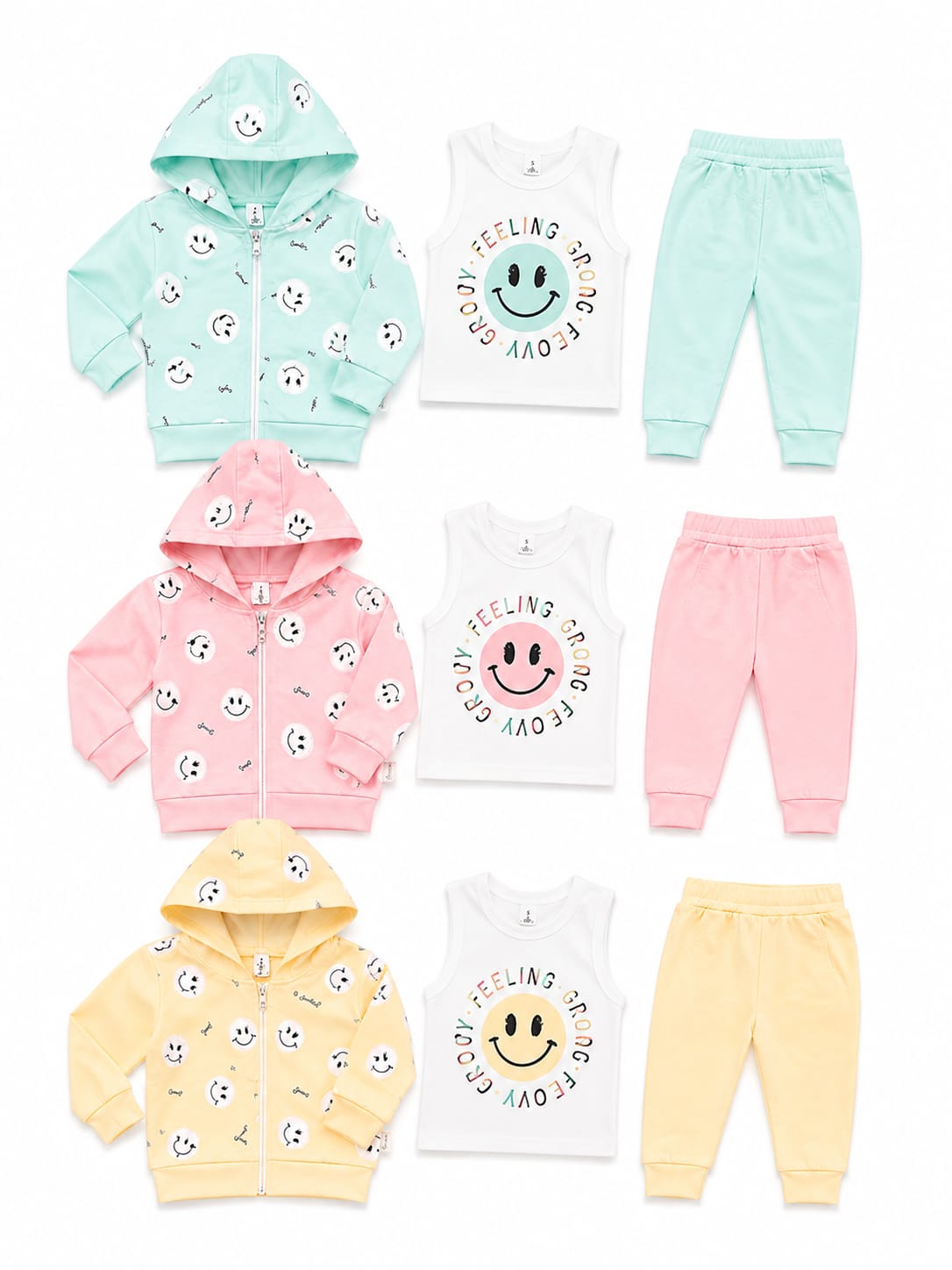 Toddler Smiley 3-Piece Zipper Set