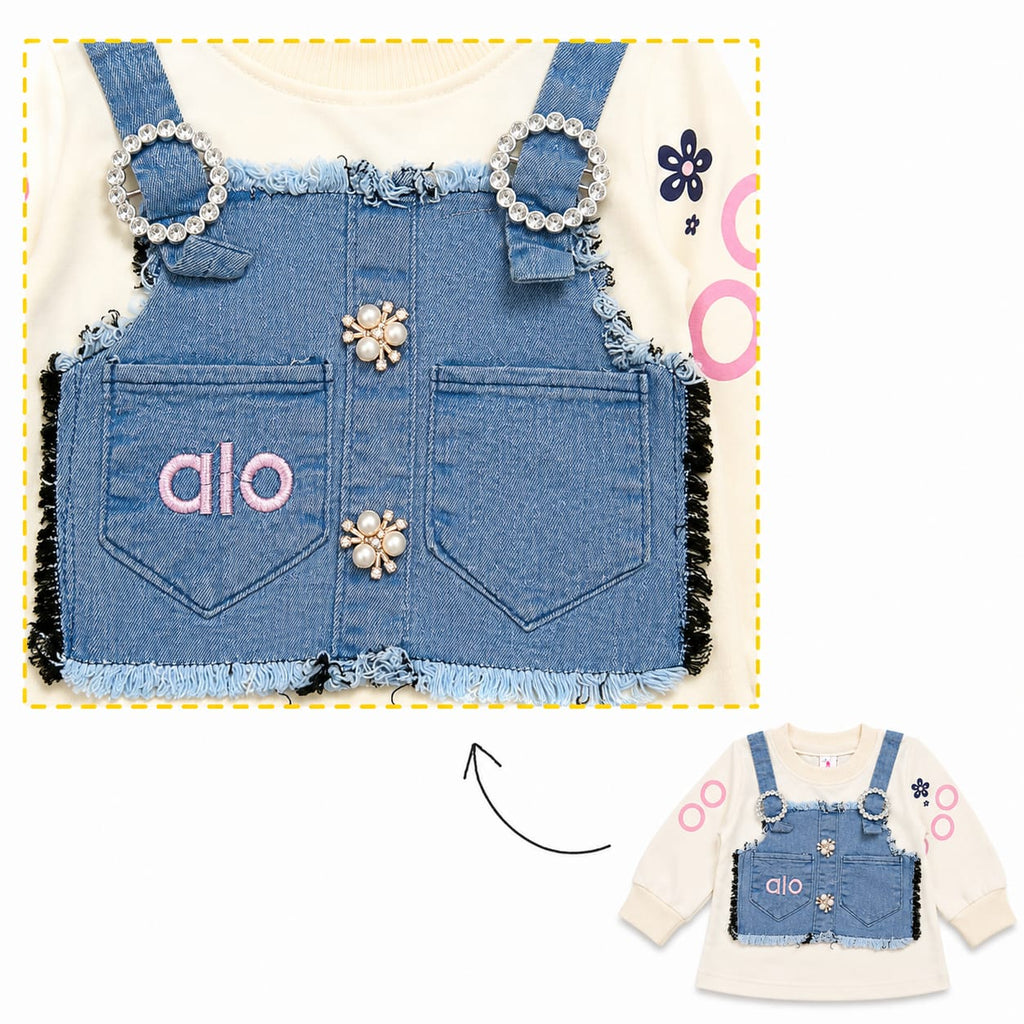 Baby Girls Denim Style 2-Piece Set