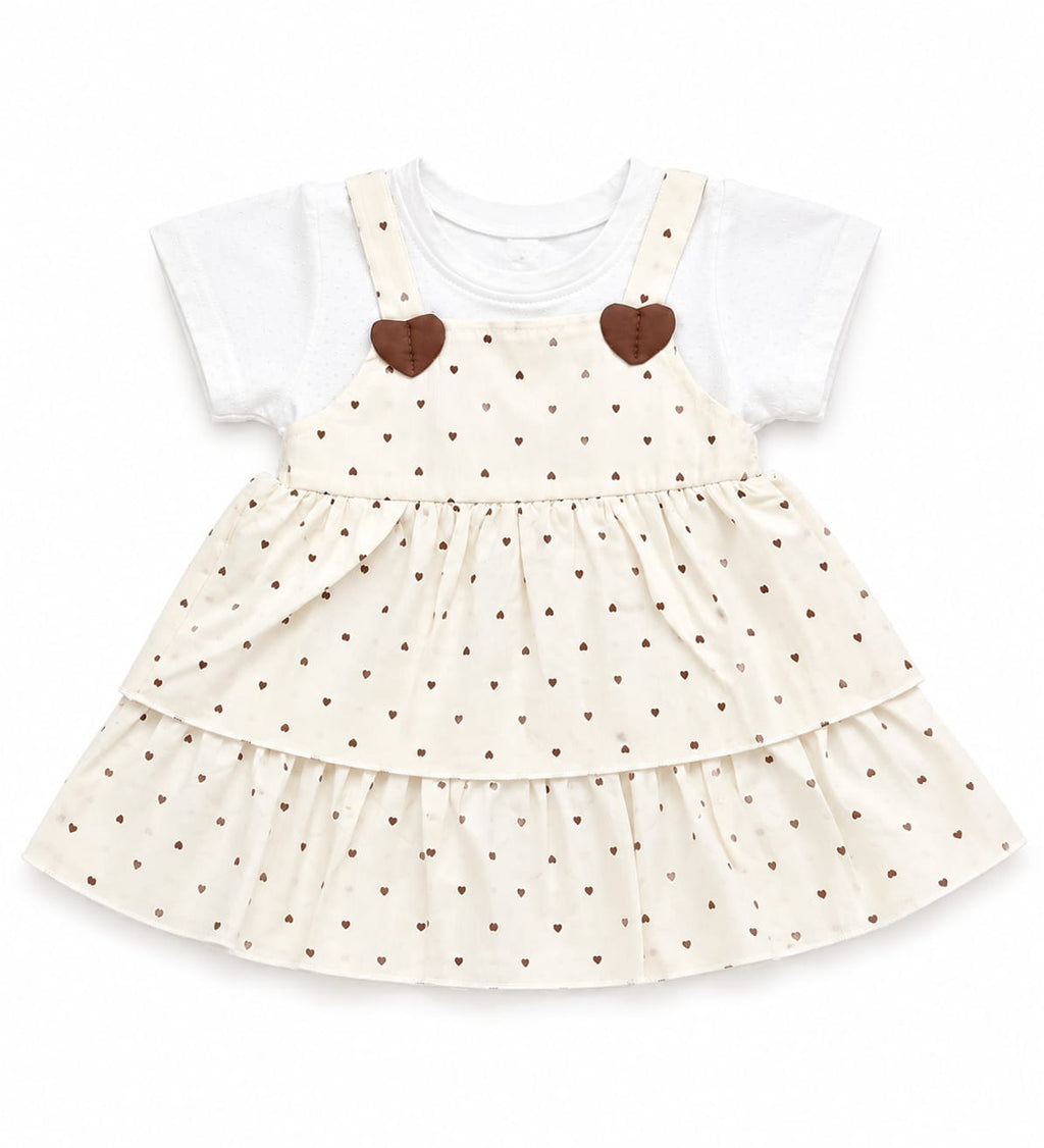 Baby Girls Heart Print Layered Frock