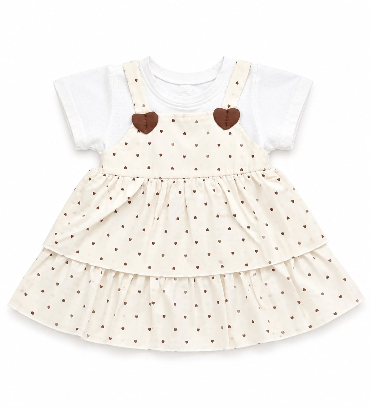 Baby Girls Heart Print Layered Frock