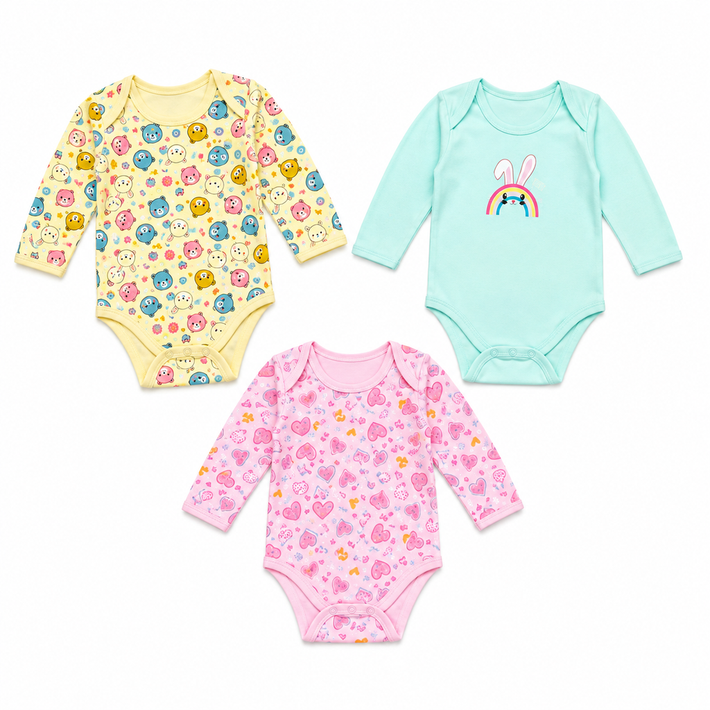 Baby Long-Sleeve Romper Pack of 3 (6-9 months)
