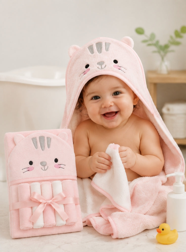 Hooded Towel with Washclothes