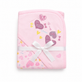 Pink Heart Hooded Baby Wrapping Sheet