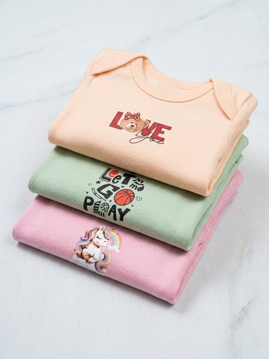 Let's Play Pack of 3 Body Rompers (0-3 months)