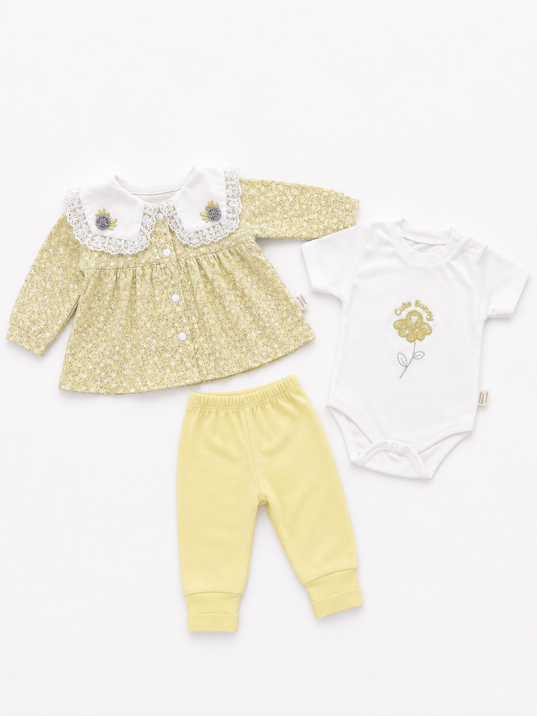 Baby Girls Floral 3-Piece Set (0-3 months)