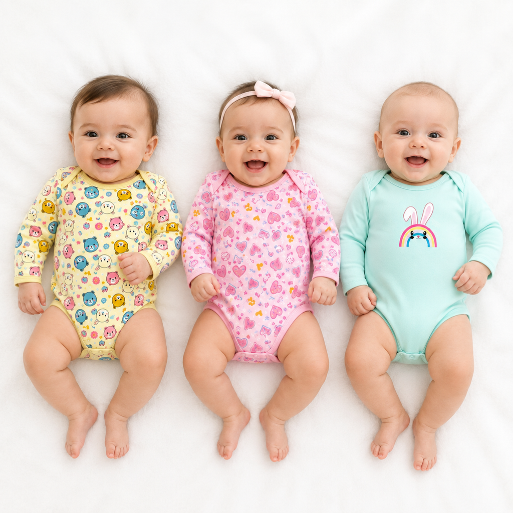 Baby Long-Sleeve Romper Pack of 3 (6-9 months)