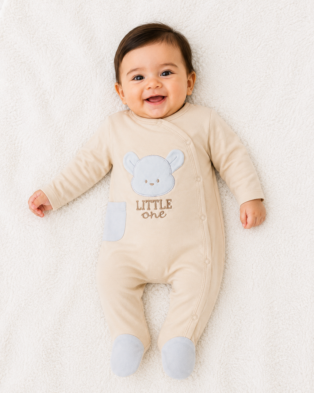 Little One Bear Full-Sleeve Footed Romper