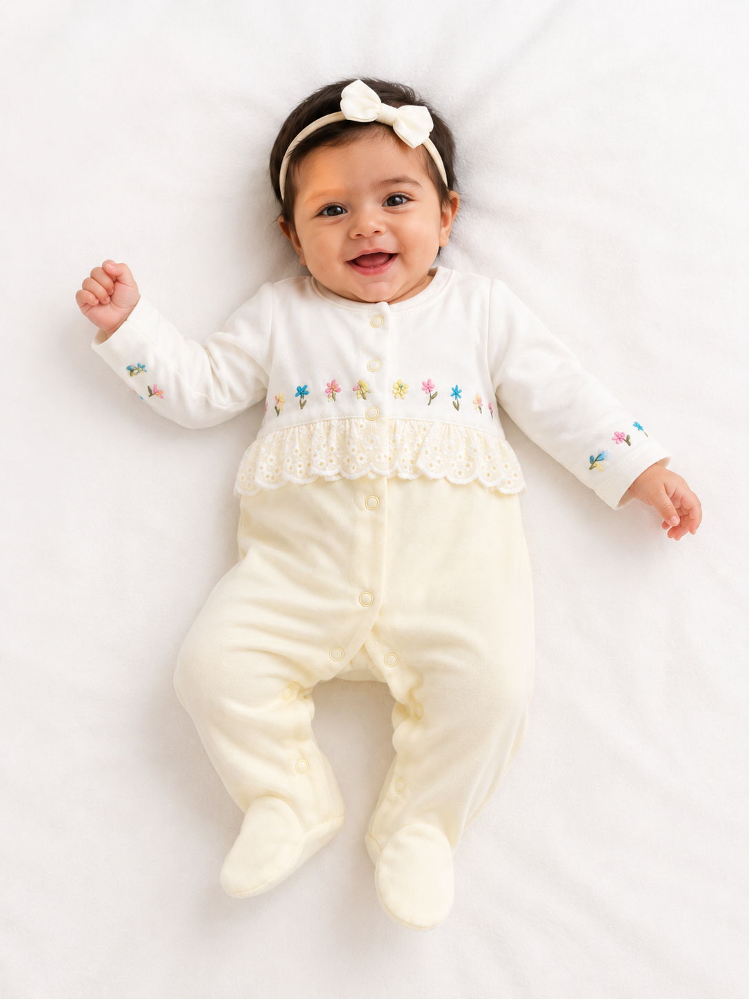 Baby Floral Lace Footed Romper
