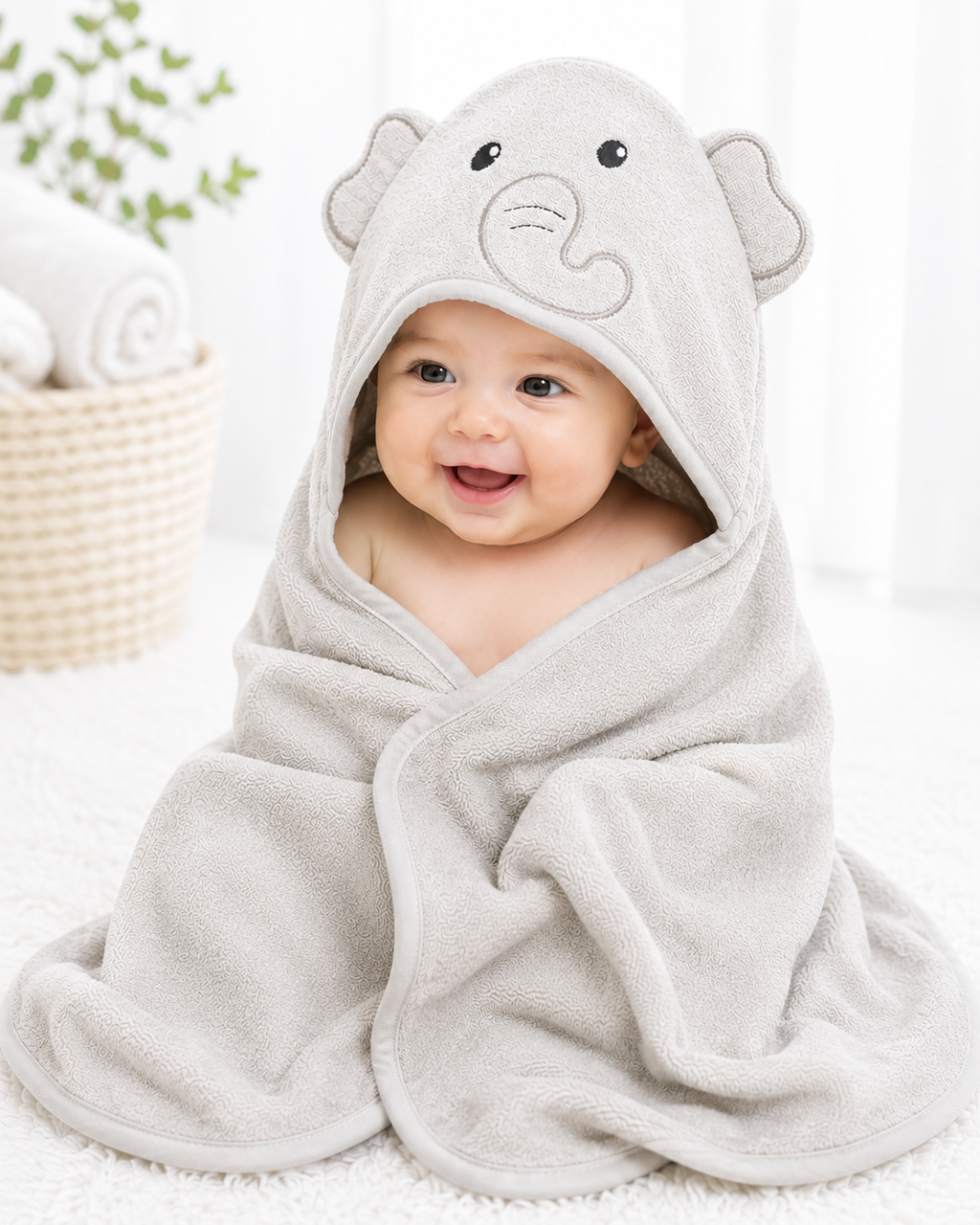 Elephant Hooded Towel with Washclothes