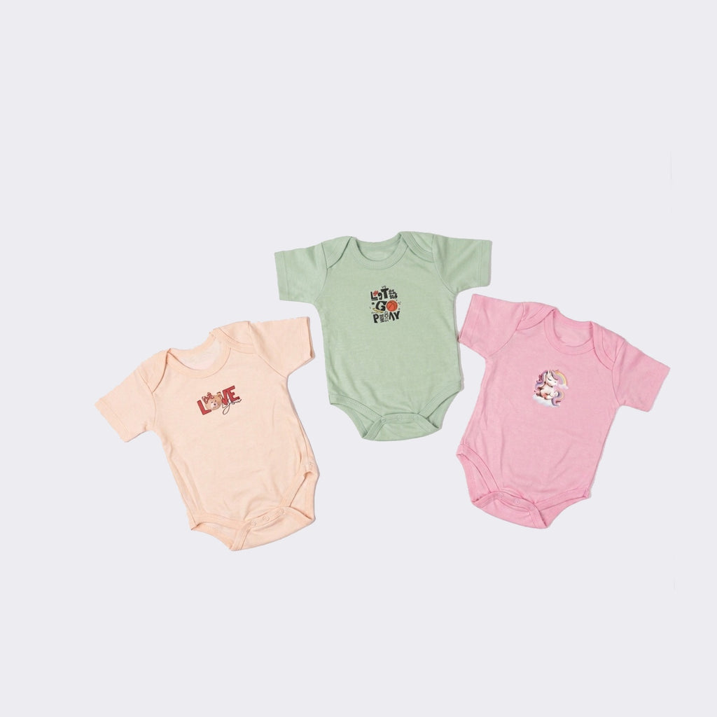 Let's Play Pack of 3 Body Rompers (0-3 months)
