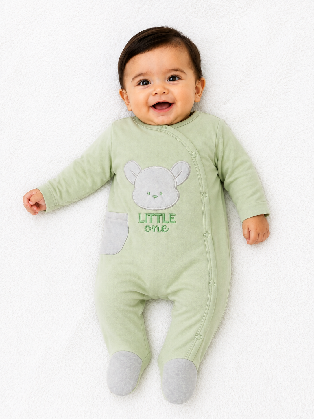 Little One Bear Full-Sleeve Footed Romper