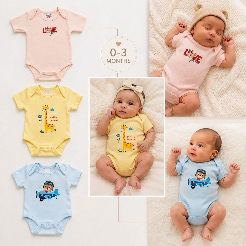 Sweet Little Moments Baby Rompers Pack of 3