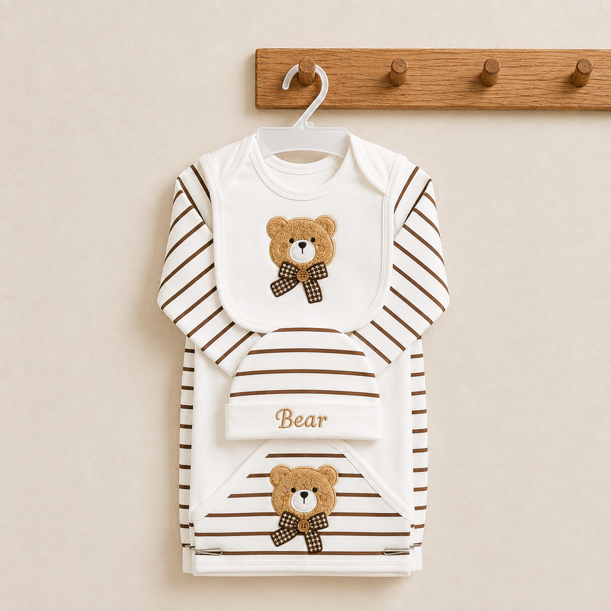 Bear 7 Pieces Set - Brown ( 0-3 months)