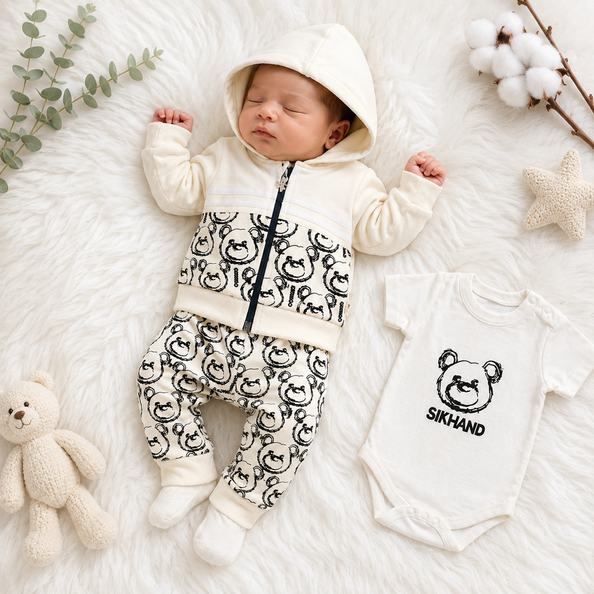 3-Piece Hooded Fleece Set- Newborn
