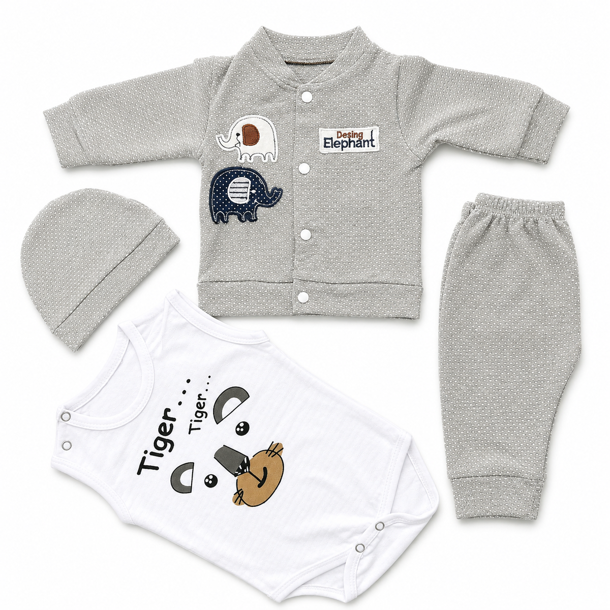 Elephant 4 Piece Dotted Set- Newborn