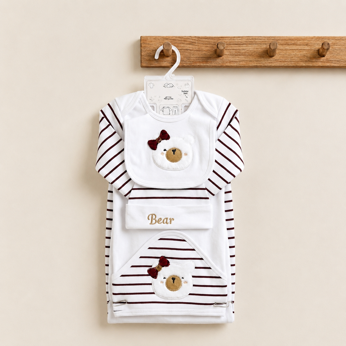 Bear 7 Pieces Set - Maroon (0-3 months)
