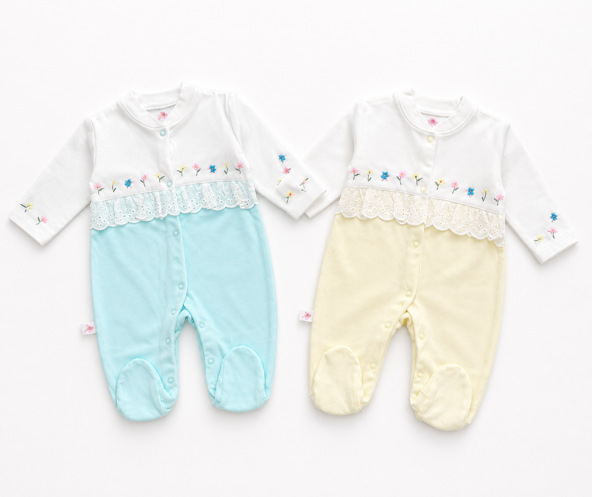 Baby Floral Lace Footed Romper
