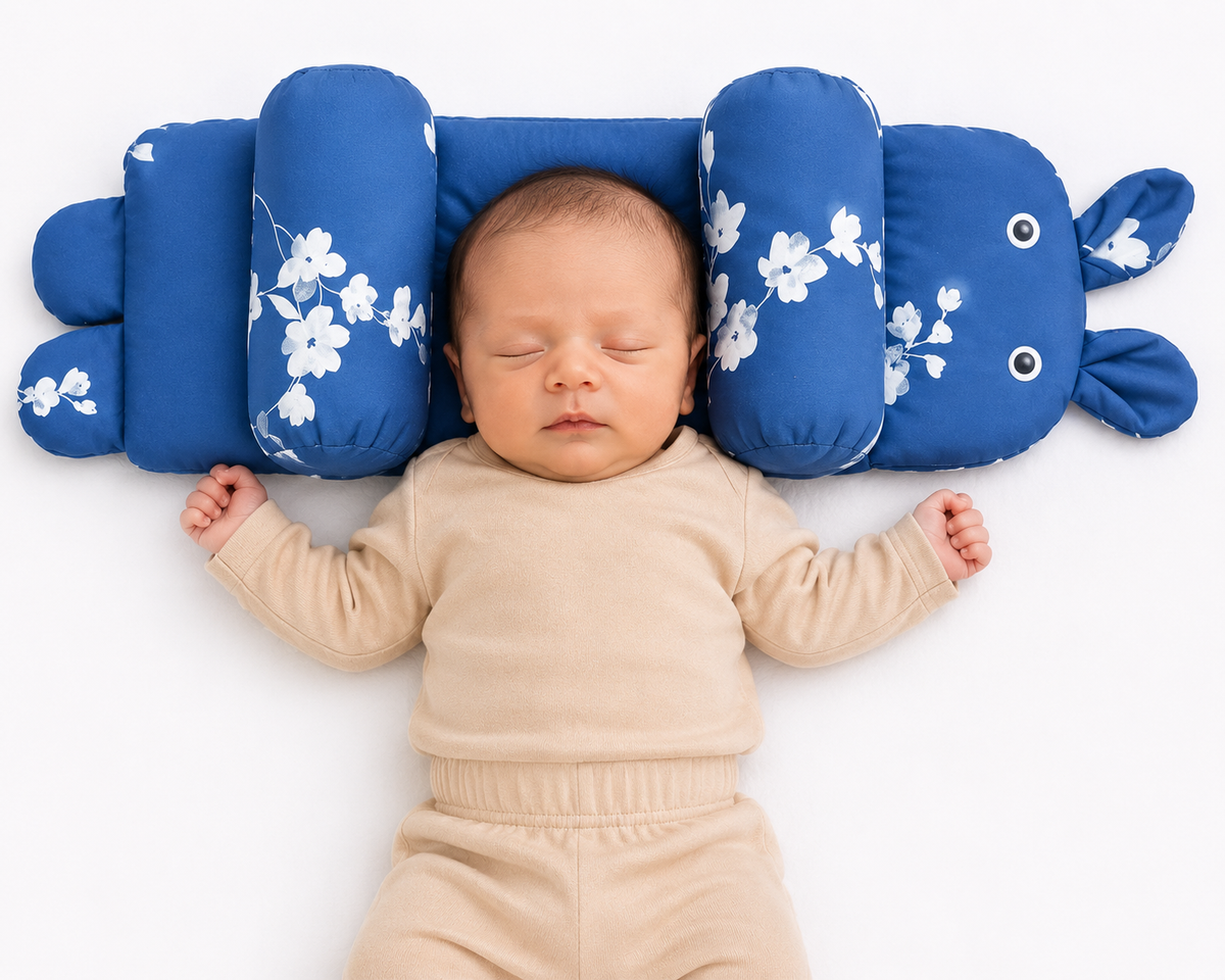 Blue Floral Adjustable Baby Head Support Pillow