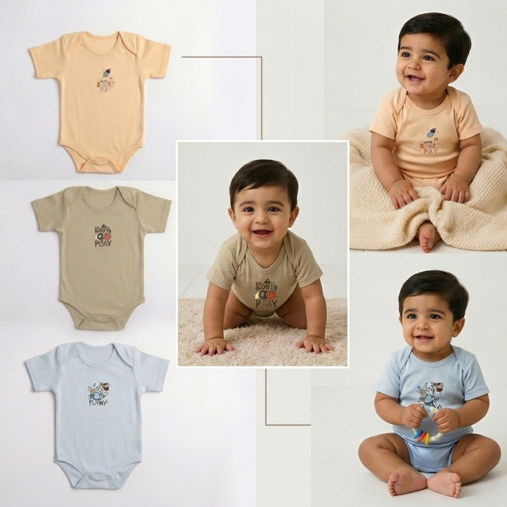 Rocket Man Pack of 3 Body Rompers (6-9 months)