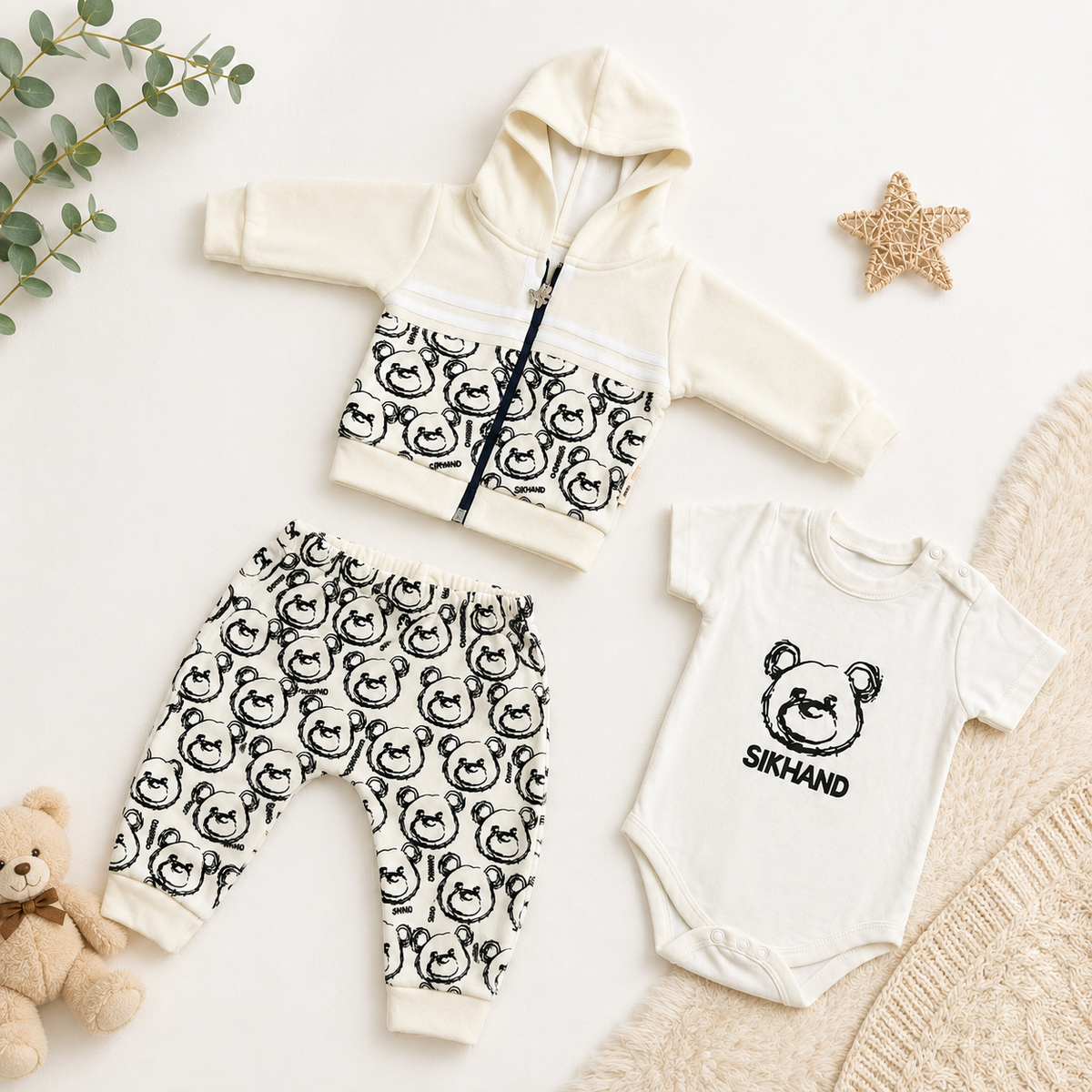 3-Piece Hooded Fleece Set- Newborn