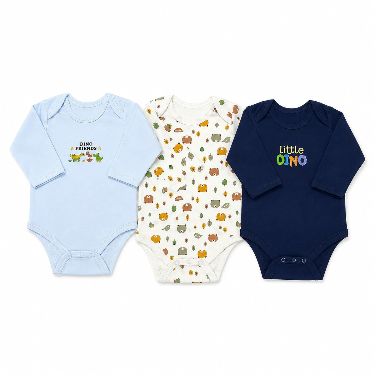 Dino Friends Pack of 3 Body Rompers (6-9 months)