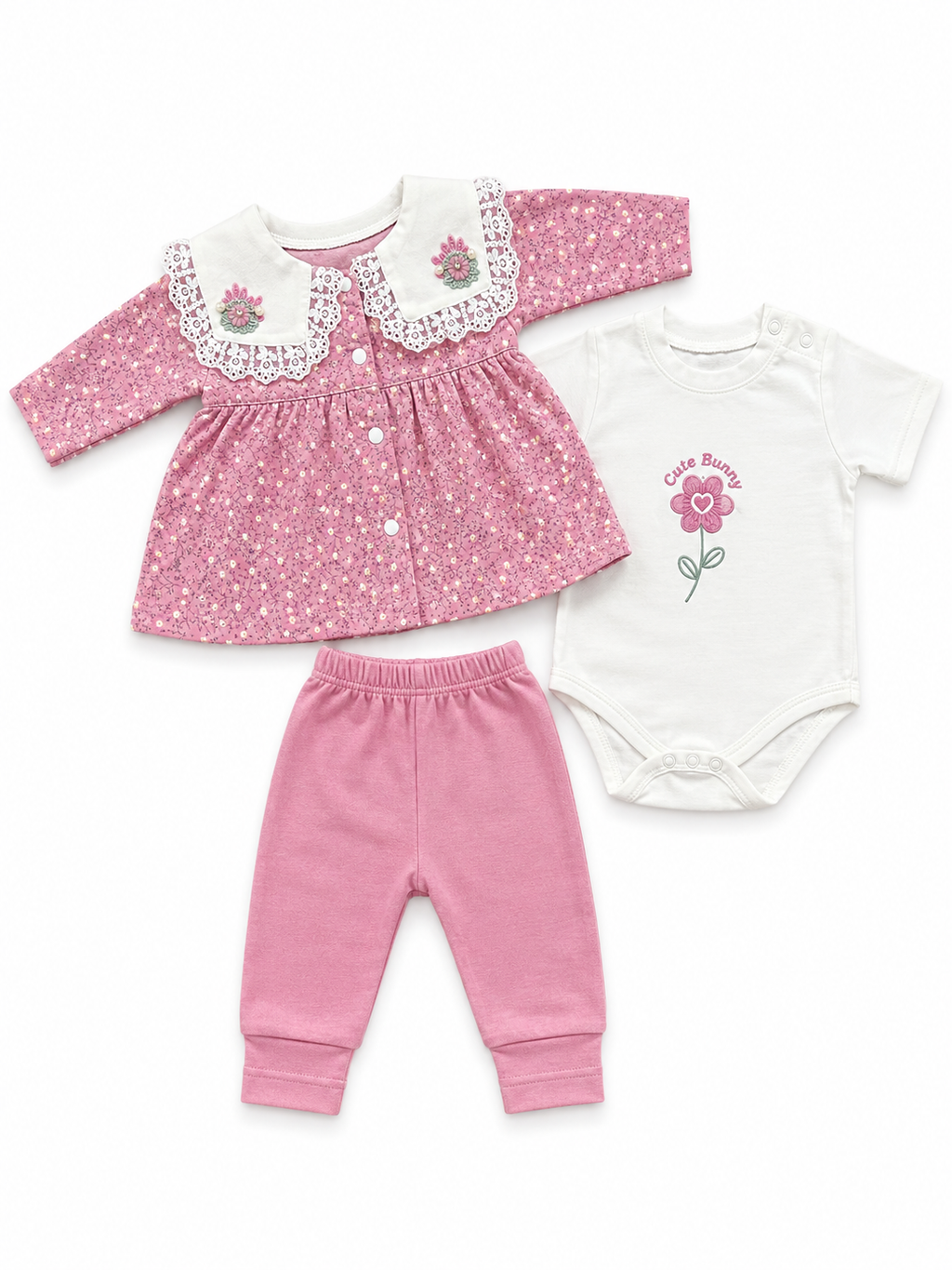 Baby Girls Floral 3-Piece Set (0-3 months)