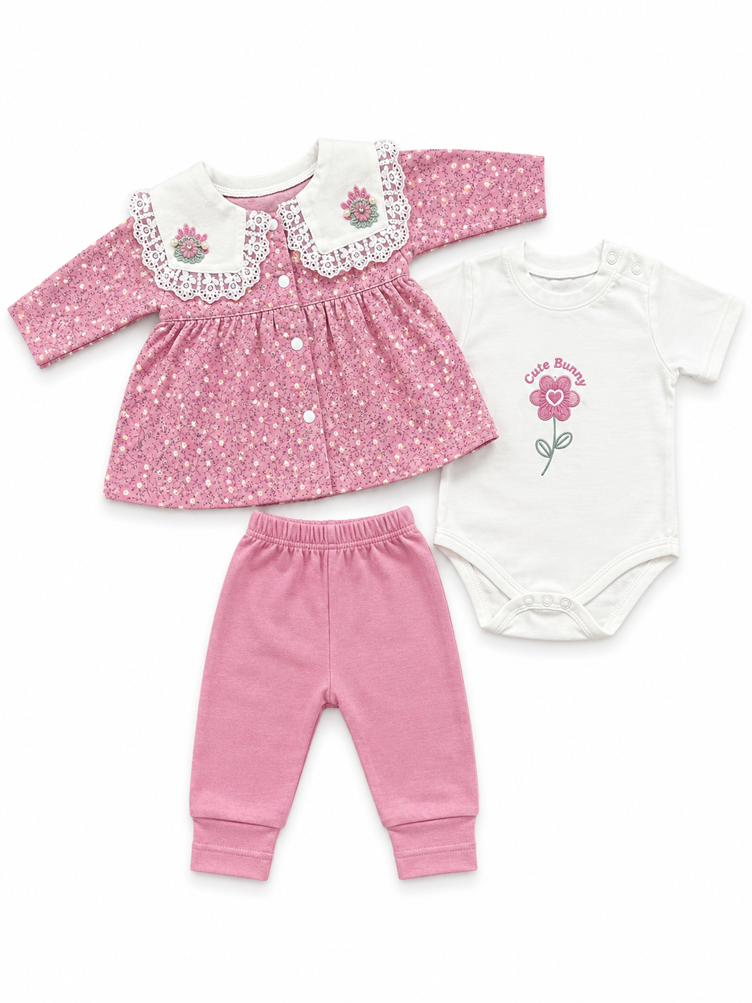 Baby Girls Floral 3-Piece Set (0-3 months)